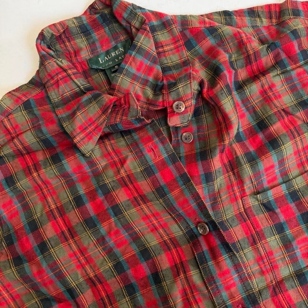 Vintage Lauren Ralph Lauren Plaid Shirt Womens S Embroidered RL Button Down